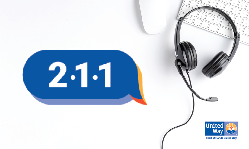 211 logo and a telephone headset