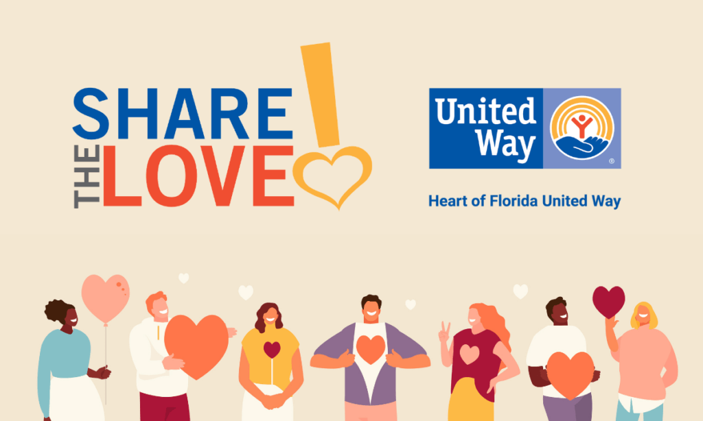 Share the Love and Heart of Florida United Way Graphic