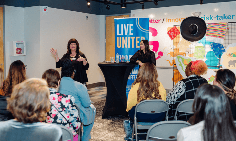 Karen Keene and Beth Smith speaking at LeadHER Forward