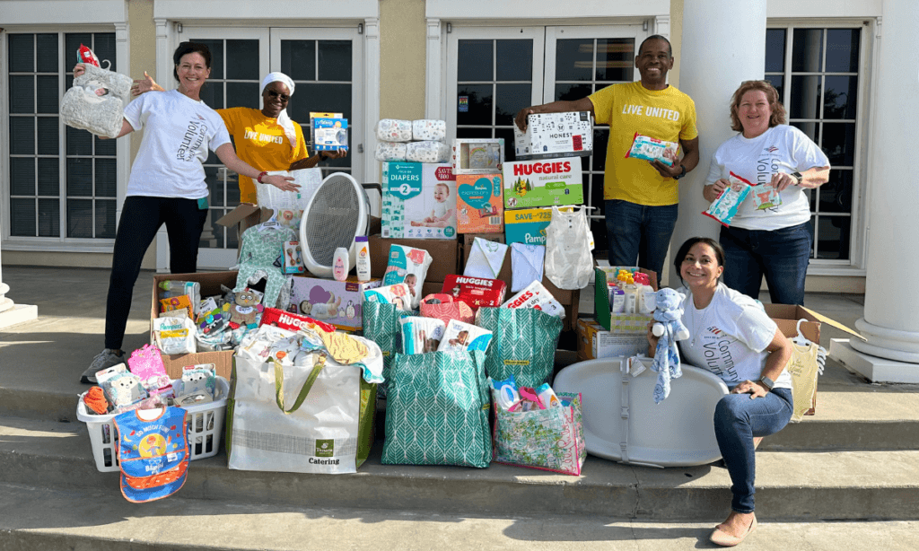 Photo of donated items from last year's Community Baby Shower