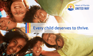 Graphic featuring a group of children with the text "Every child deserves to thrive"